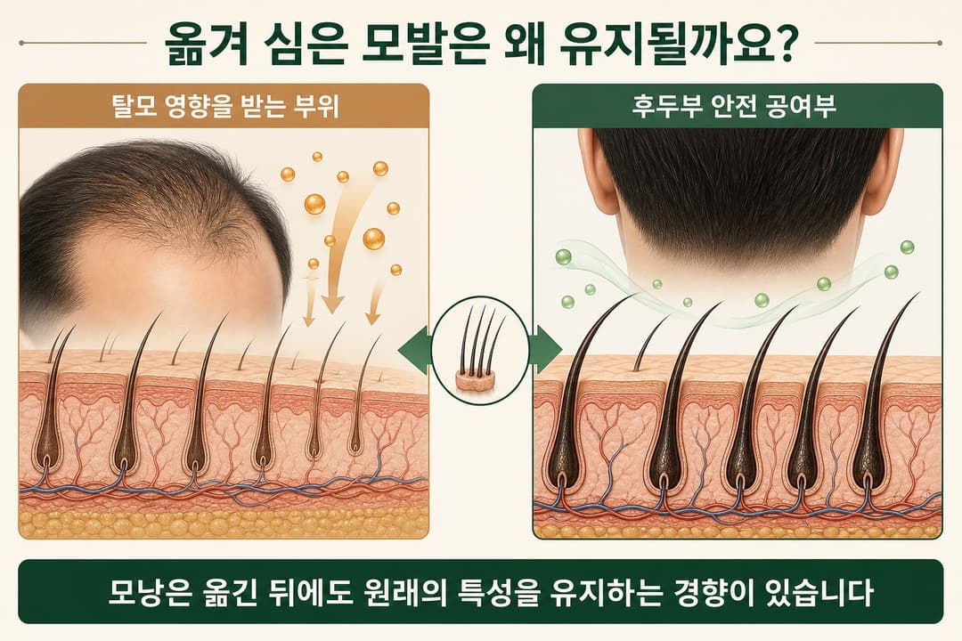 Difference between areas affected by hair loss and safe occipital donor hair, and the principle of hair transplantation