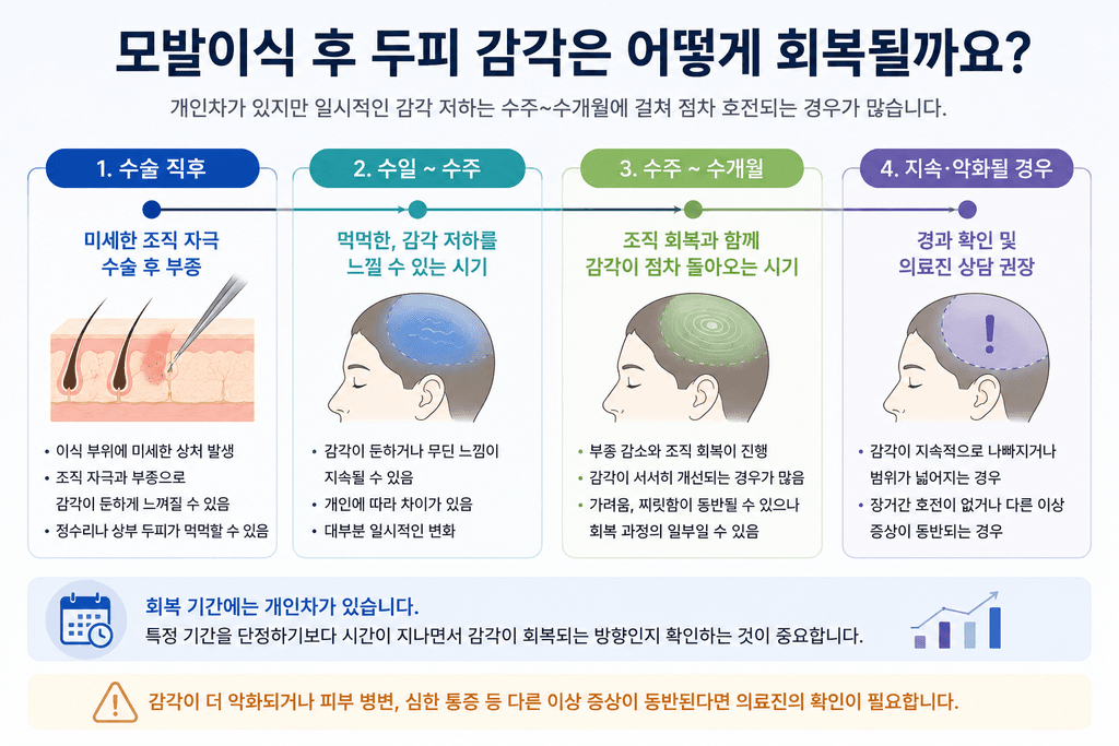 모발이식 후 두피 감각 저하 회복 과정