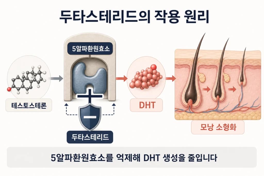 두타스테리드가 DHT 생성을 억제하는 원리