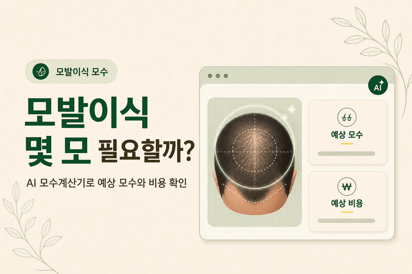 모발이식 모수, 몇 모가 필요할까? AI 모수계산기로 확인하는 방법